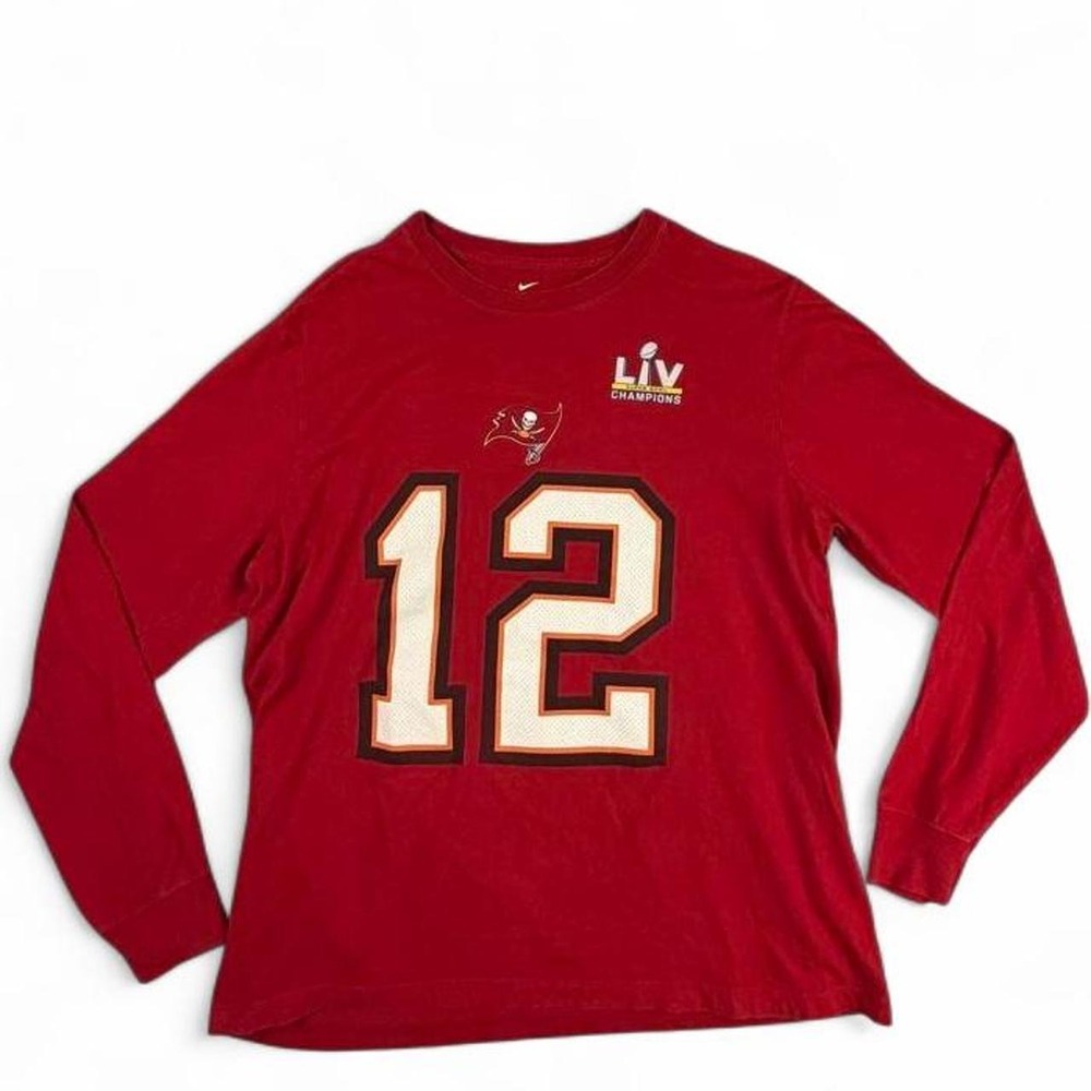 The Nike Tee Large Red Tom Brady Tampa Bay Buccaneers Super Bowl LV Champions